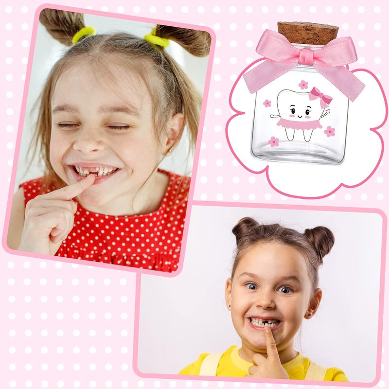 Eaasty 2 Piece Baby Keepsake Box Glass Baby First Teeth Curl Haircut Keepsake Holder for Boys and Girls(Pink,Girl Pattern) - Image 5